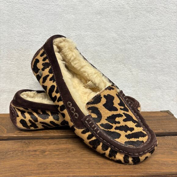 UGG Ansley Leopard Spot Calf Hair Slipper Women’s Size 7 - Picture 1 of 16